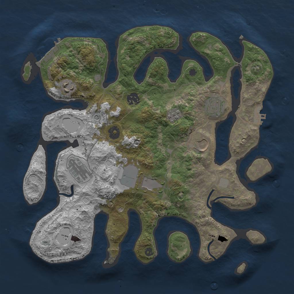 Rust Map: Procedural Map, Size: 3500, Seed: 654198465, 15 Monuments