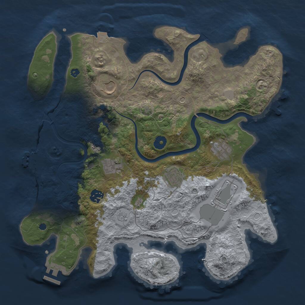 Rust Map: Procedural Map, Size: 3500, Seed: 802020540, 13 Monuments