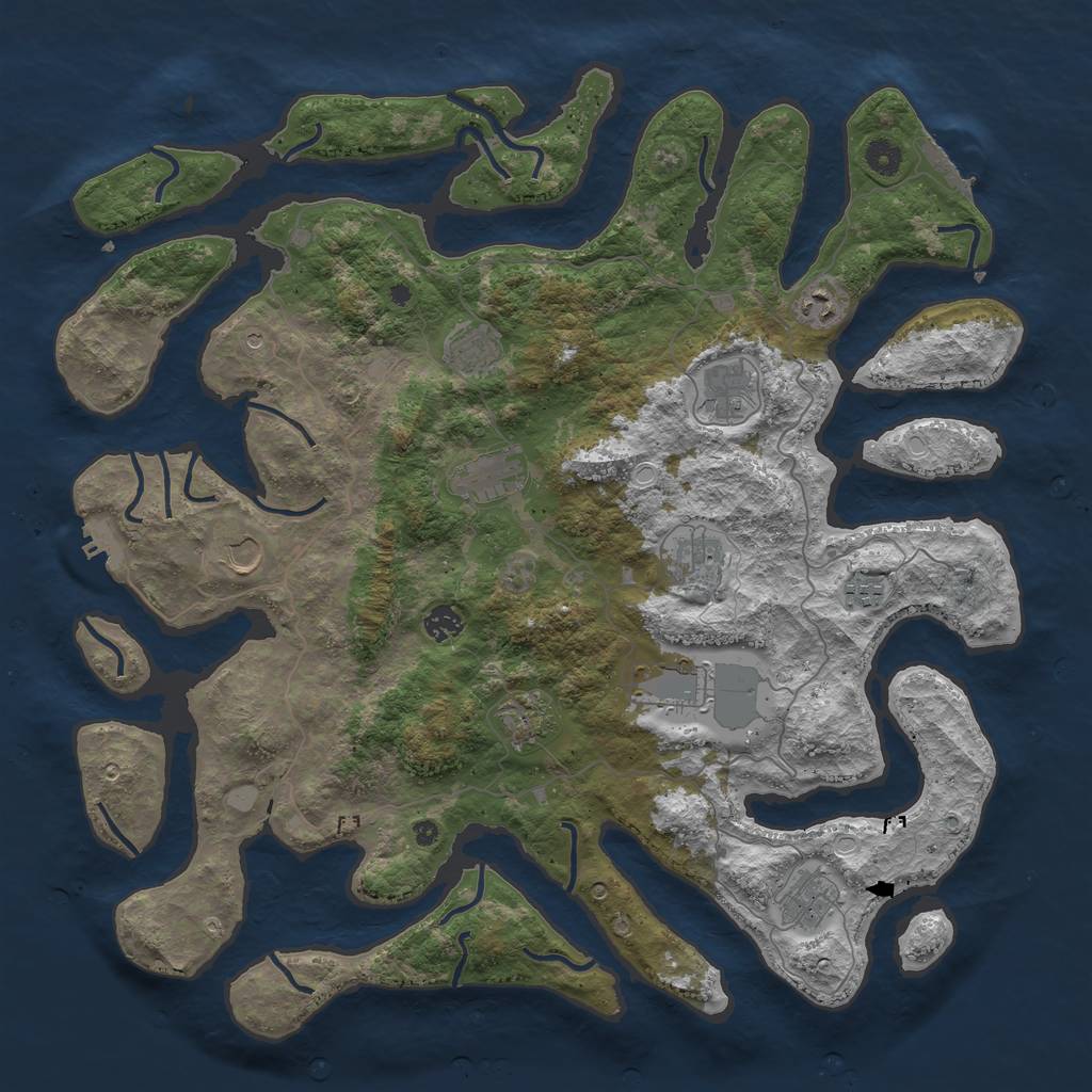 Rust Map: Procedural Map, Size: 4500, Seed: 1806770225, 19 Monuments