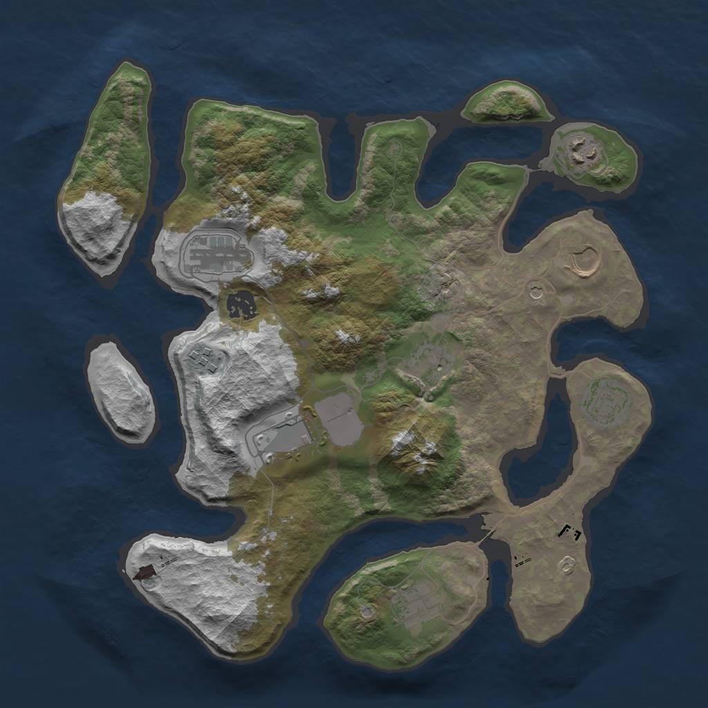 Rust Map: Barren, Size: 3500, Seed: 15891824, 12 Monuments