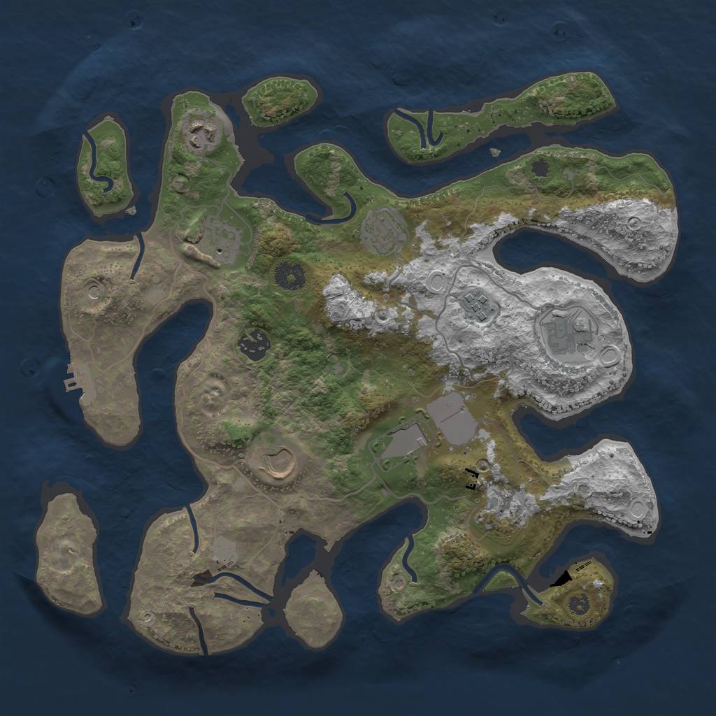Rust Map: Procedural Map, Size: 3550, Seed: 420056, 16 Monuments