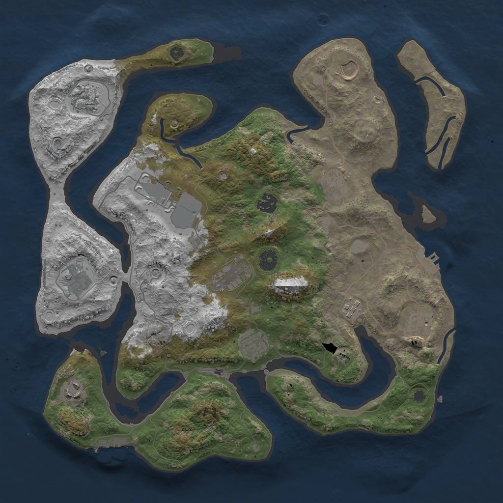 Rust Map: Procedural Map, Size: 3850, Seed: 1051878217, 19 Monuments