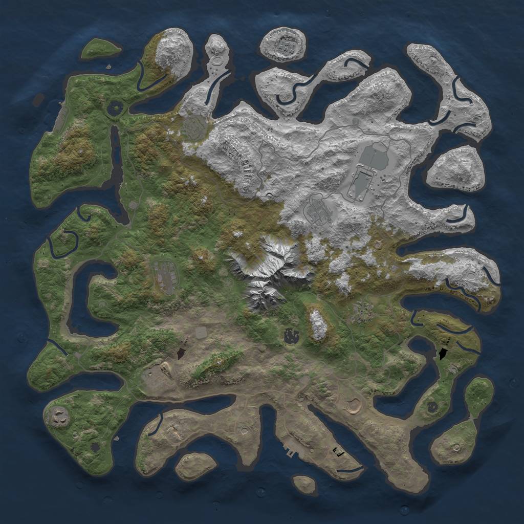 Rust Map: Procedural Map, Size: 5000, Seed: 239871, 18 Monuments