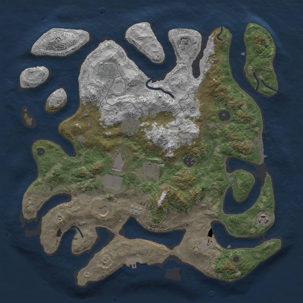 Rust Map: Procedural Map, Size: 4000, Seed: 726025433, 16 Monuments