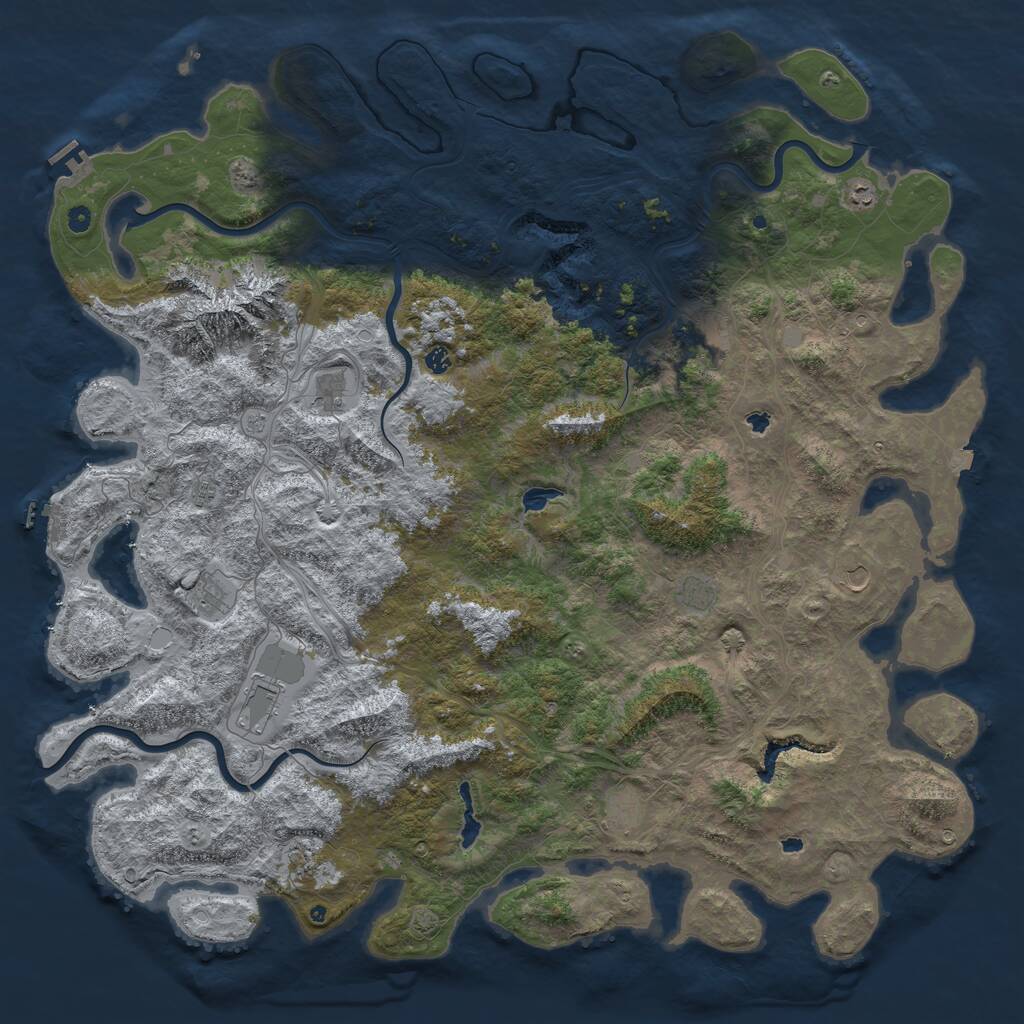 Rust Map: Procedural Map, Size: 6000, Seed: 557258347, 17 Monuments