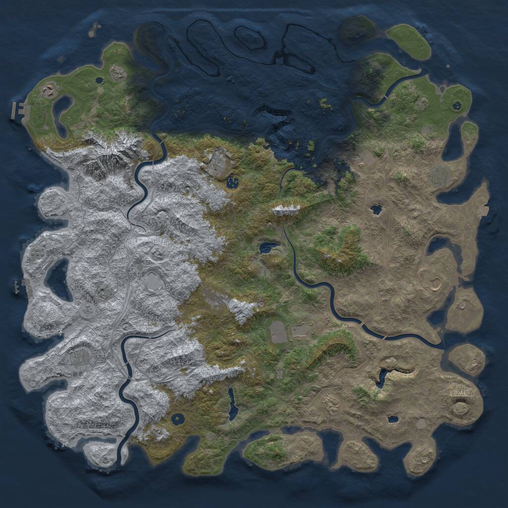 Rust Map: Procedural Map, Size: 6000, Seed: 557258347, 17 Monuments