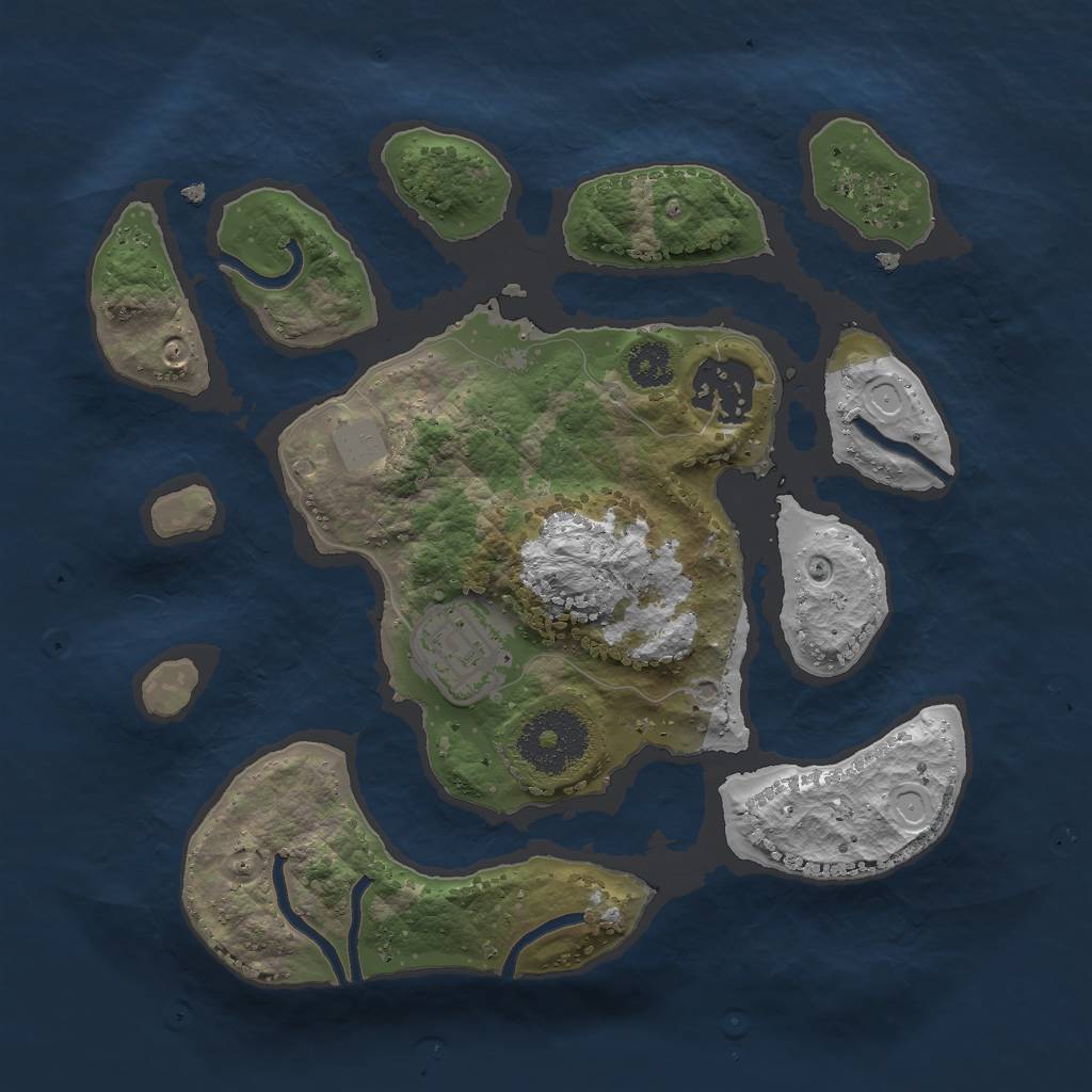 Rust Map: Procedural Map, Size: 2500, Seed: 3500, 7 Monuments