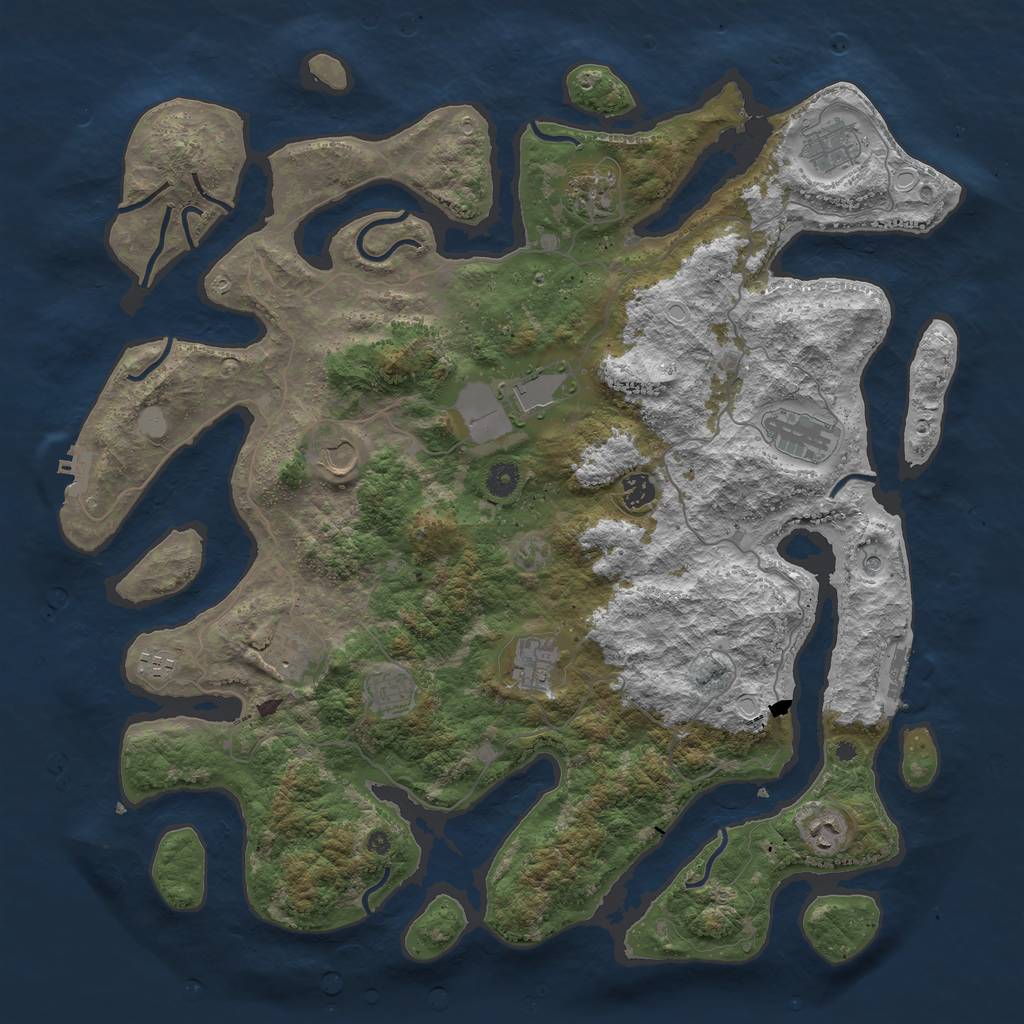 Rust Map: Procedural Map, Size: 4500, Seed: 1127228812, 19 Monuments