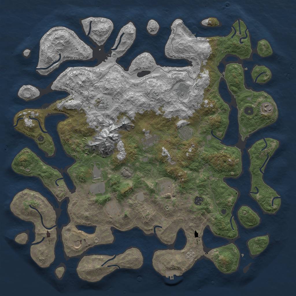 Rust Map: Procedural Map, Size: 5000, Seed: 798654231, 19 Monuments