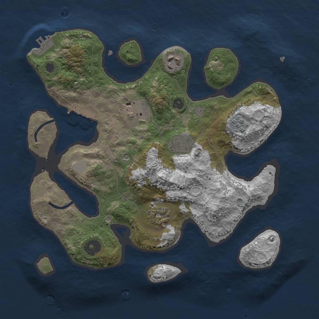 Rust Map: Procedural Map, Size: 3000, Seed: 154896327, 13 Monuments