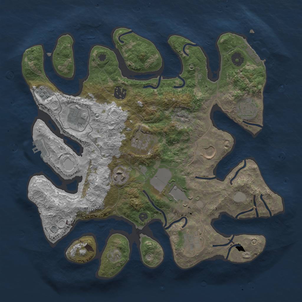 Rust Map: Procedural Map, Size: 3500, Seed: 4033681, 16 Monuments
