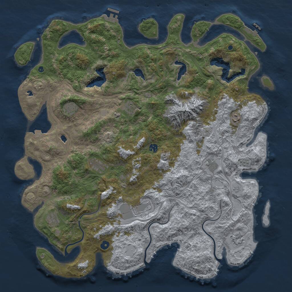 Rust Map: Procedural Map, Size: 5000, Seed: 4209, 16 Monuments