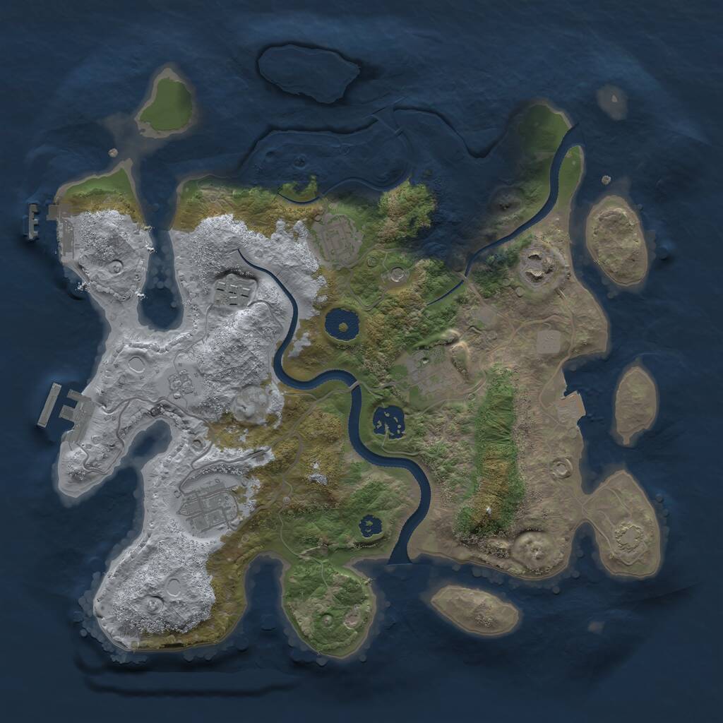 Rust Map: Procedural Map, Size: 3223, Seed: 52345, 12 Monuments