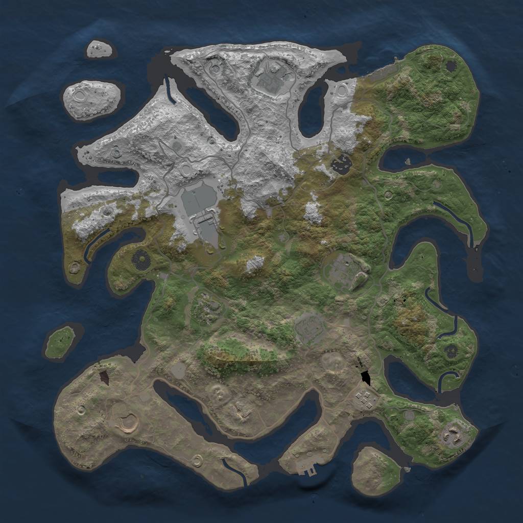 Rust Map: Procedural Map, Size: 4000, Seed: 1455173257, 17 Monuments