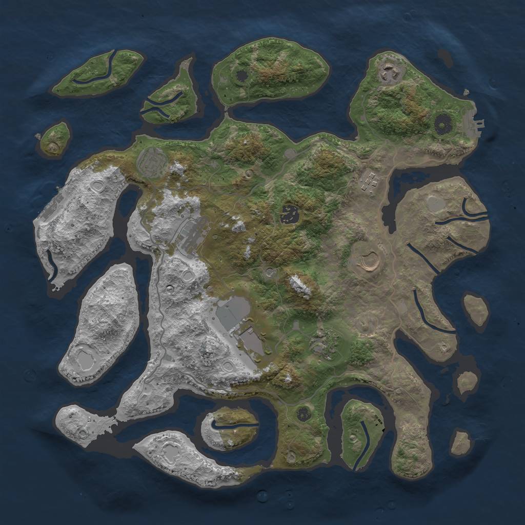 Rust Map: Procedural Map, Size: 4000, Seed: 633503, 16 Monuments