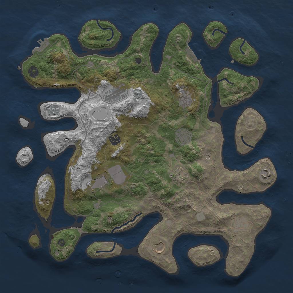 Rust Map: Procedural Map, Size: 4000, Seed: 133007, 18 Monuments