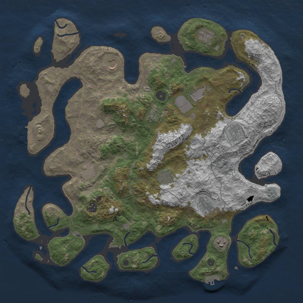Rust Map: Procedural Map, Size: 4500, Seed: 34567890, 19 Monuments