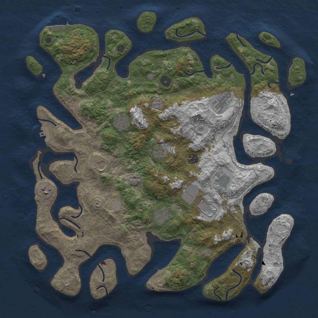 Rust Map: Procedural Map, Size: 4500, Seed: 1190830238, 18 Monuments