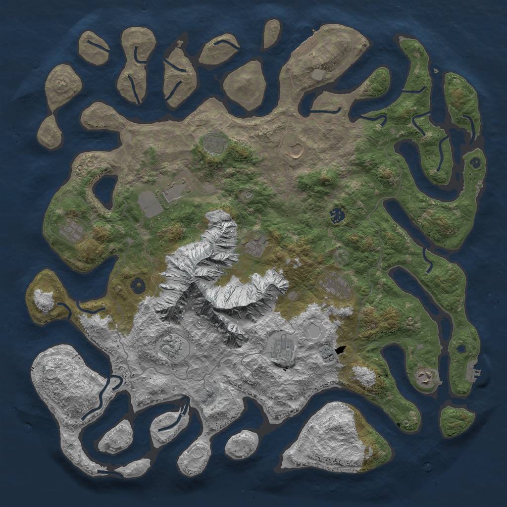 Rust Map: Procedural Map, Size: 5000, Seed: 6456, 19 Monuments