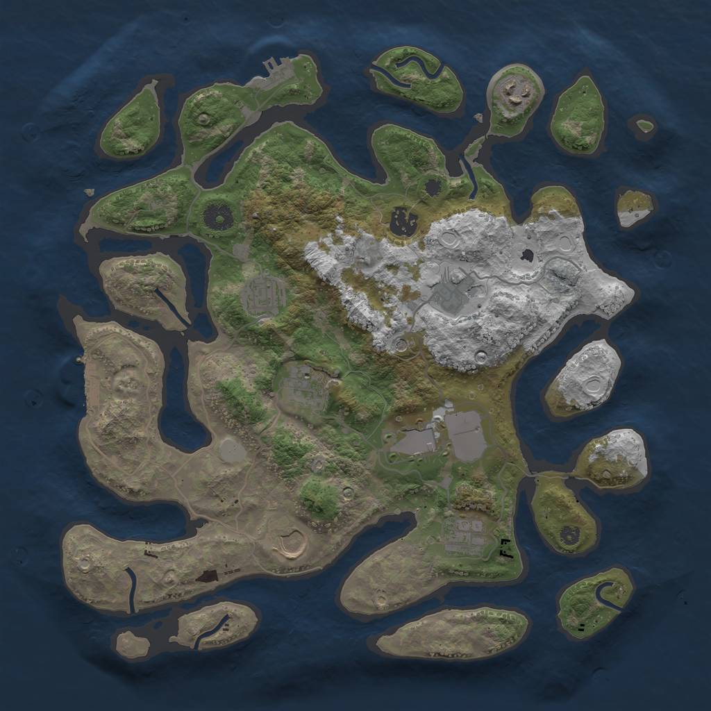 Rust Map: Procedural Map, Size: 3700, Seed: 794653094, 16 Monuments