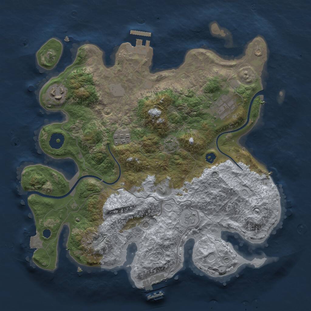 Rust Map: Procedural Map, Size: 3000, Seed: 761796, 9 Monuments