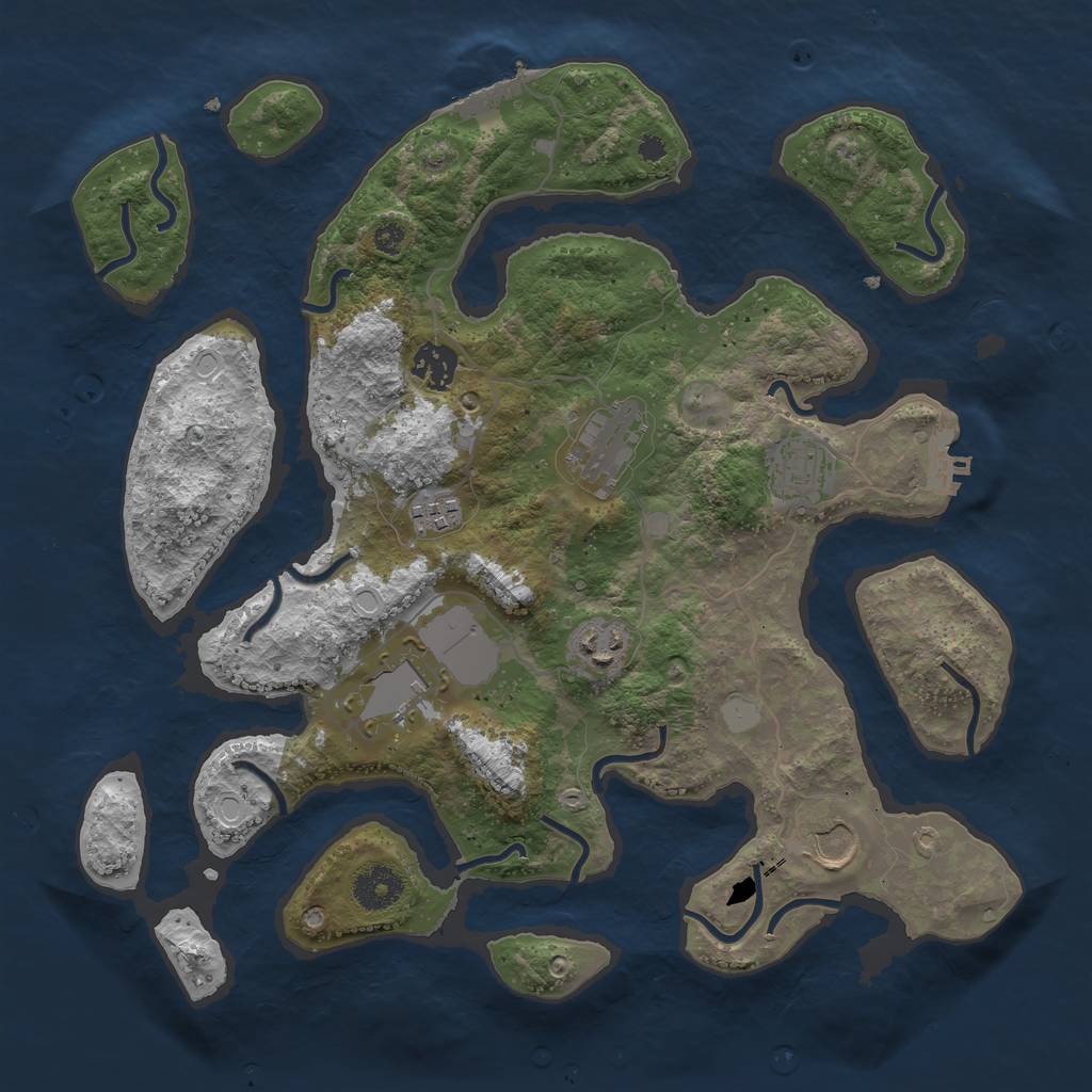 Rust Map: Procedural Map, Size: 3550, Seed: 209020, 14 Monuments