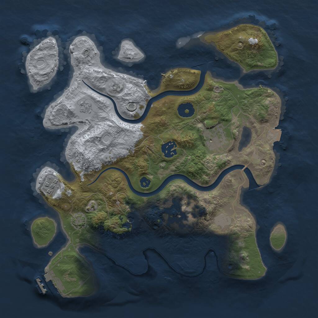 Rust Map: Procedural Map, Size: 3000, Seed: 736510, 9 Monuments