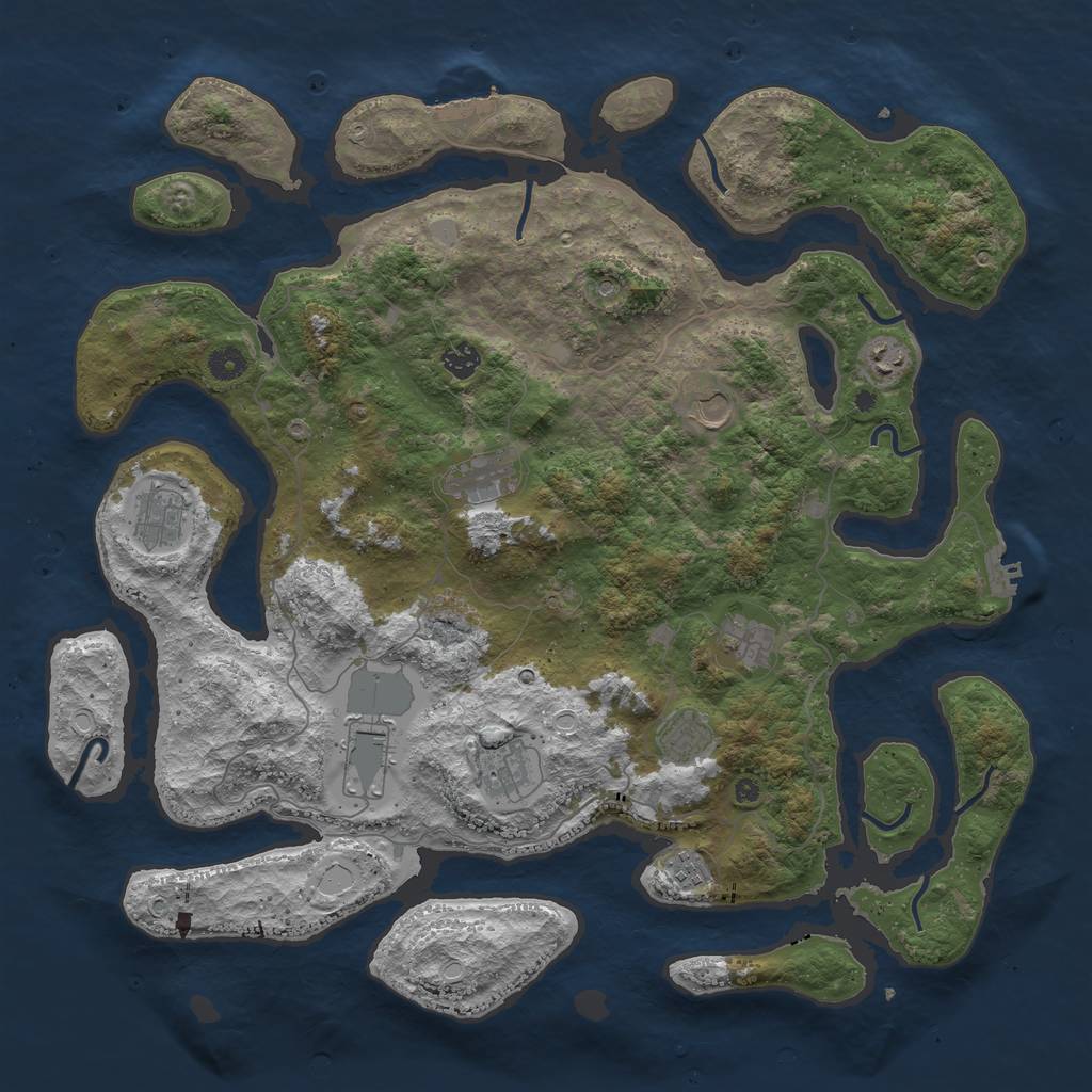 Rust Map: Procedural Map, Size: 4500, Seed: 417859429, 18 Monuments
