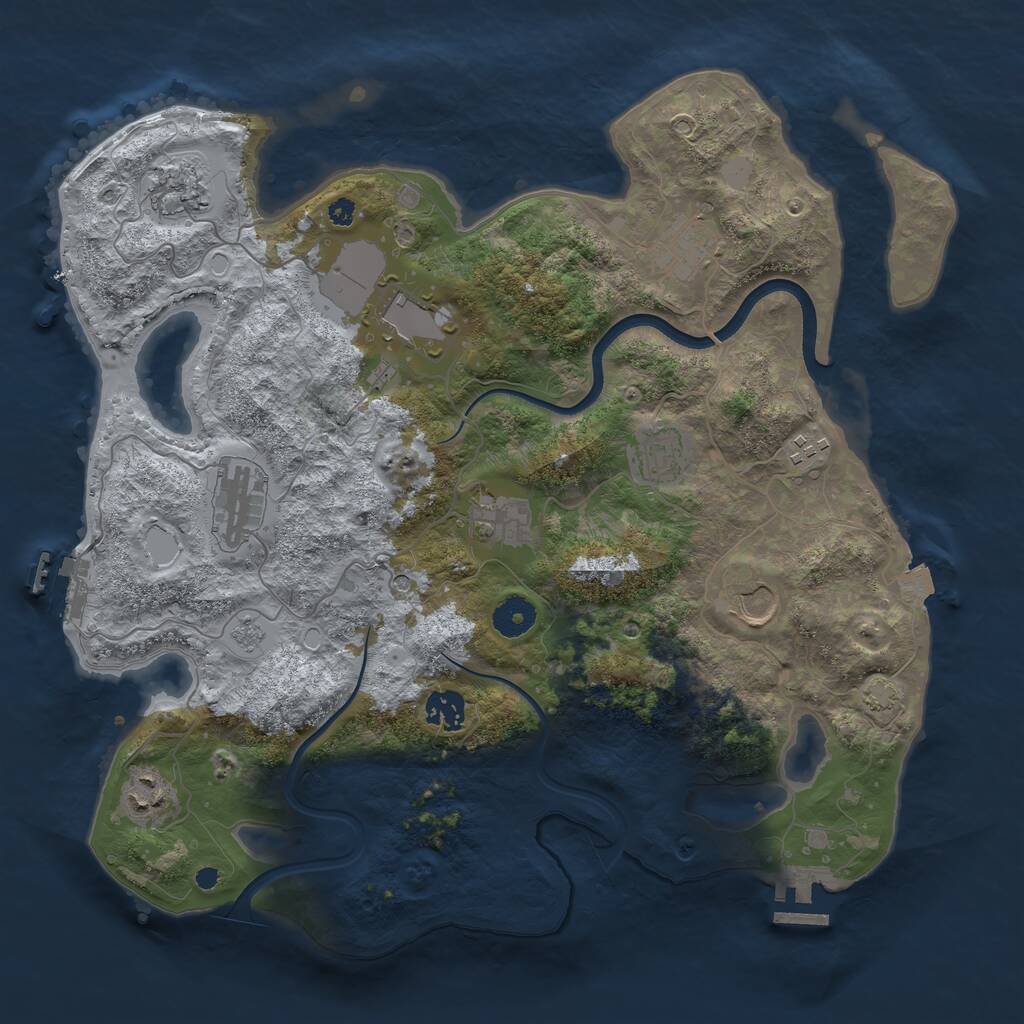 Rust Map: Procedural Map, Size: 3750, Seed: 1051878217, 16 Monuments