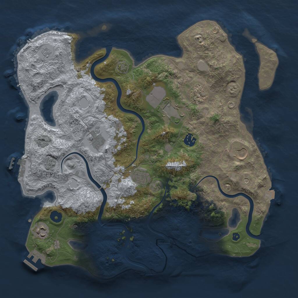 Rust Map: Procedural Map, Size: 3750, Seed: 1051878217, 14 Monuments