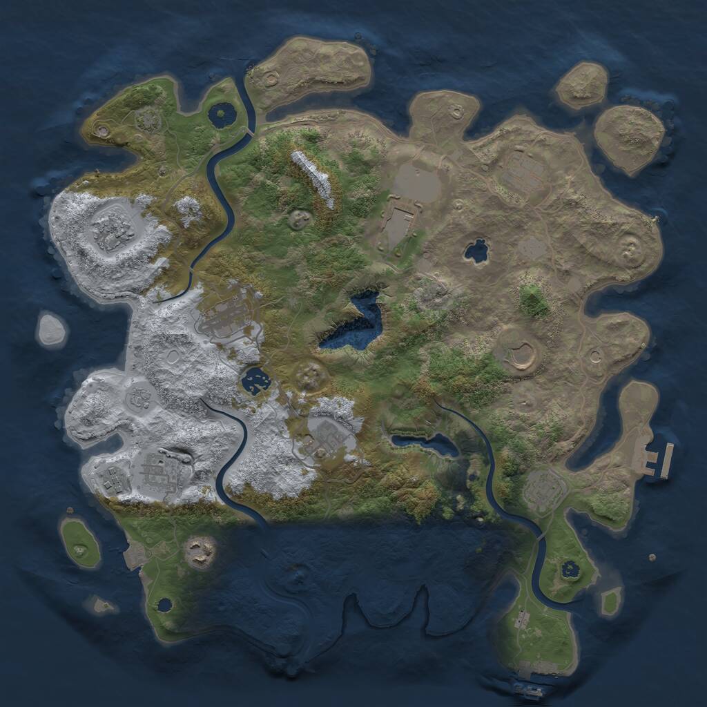 Rust Map: Procedural Map, Size: 4000, Seed: 12671, 17 Monuments