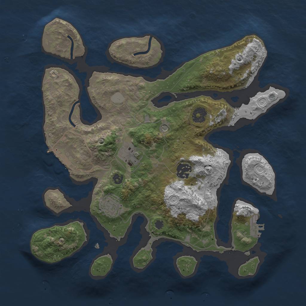 Rust Map: Procedural Map, Size: 3000, Seed: 693096188, 11 Monuments
