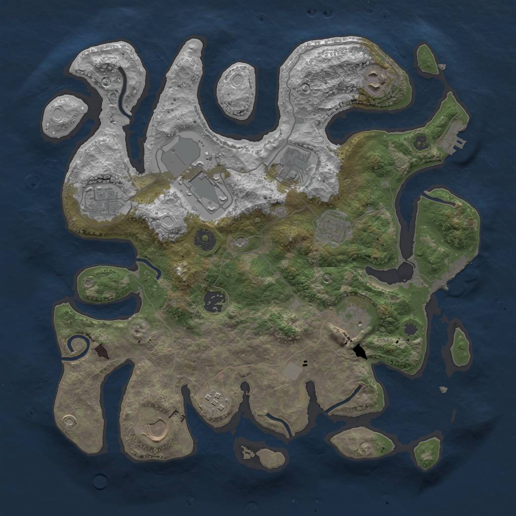 Rust Map: Procedural Map, Size: 3500, Seed: 1515378553, 17 Monuments
