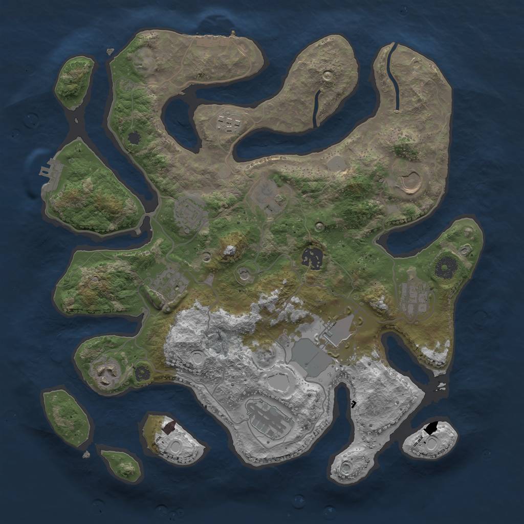Rust Map: Procedural Map, Size: 3500, Seed: 591420263, 18 Monuments