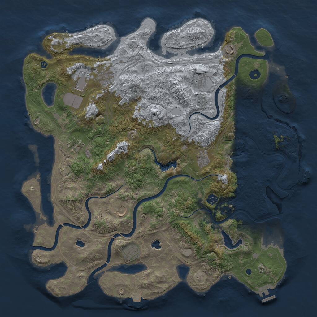Rust Map: Procedural Map, Size: 4500, Seed: 2074711408, 16 Monuments
