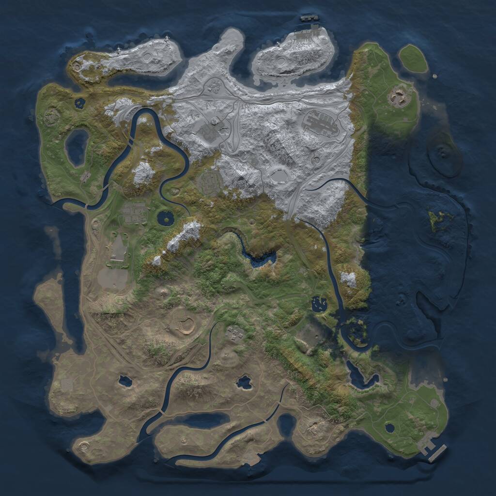 Rust Map: Procedural Map, Size: 4500, Seed: 2074711408, 16 Monuments