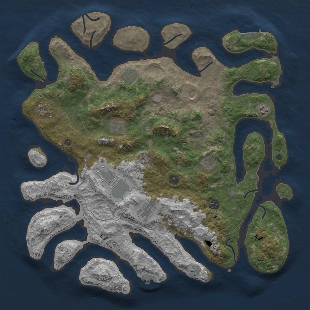 Rust Map: Procedural Map, Size: 4500, Seed: 975569, 18 Monuments