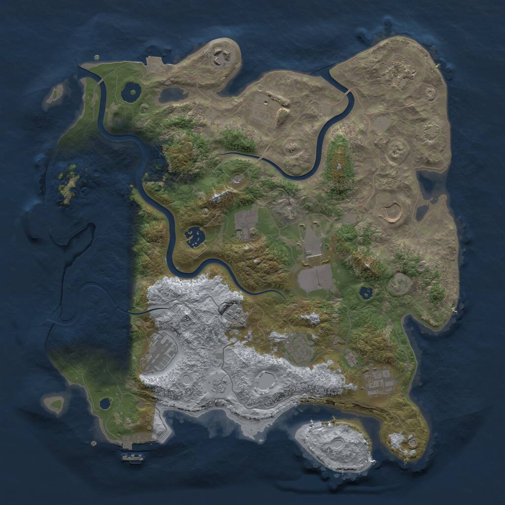 Rust Map: Procedural Map, Size: 3800, Seed: 940644, 17 Monuments