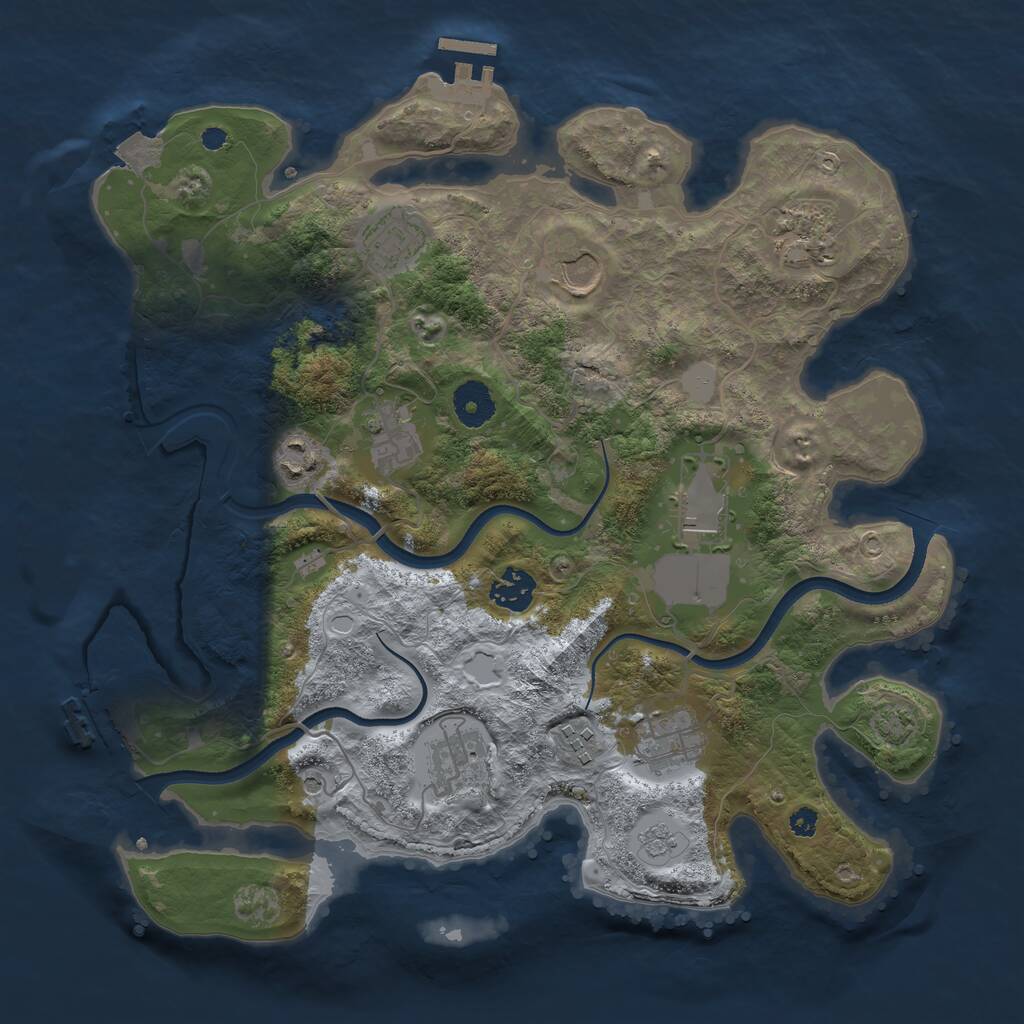 Rust Map: Procedural Map, Size: 3550, Seed: 846038, 16 Monuments