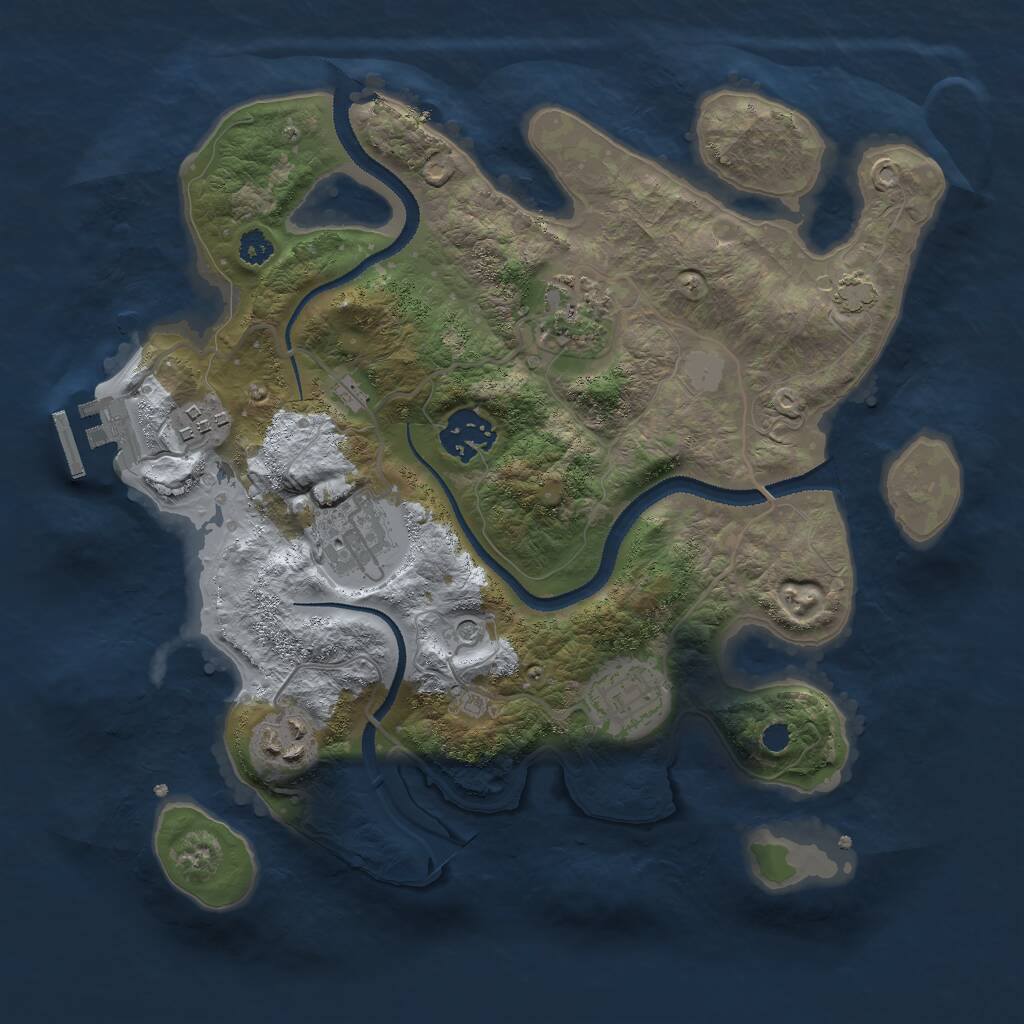 Rust Map: Procedural Map, Size: 3000, Seed: 345747, 10 Monuments