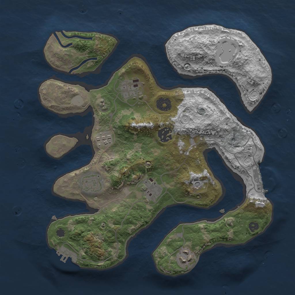 Rust Map: Procedural Map, Size: 3000, Seed: 387167, 14 Monuments