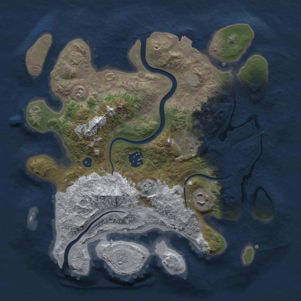 Rust Map: Procedural Map, Size: 3000, Seed: 942822, 8 Monuments