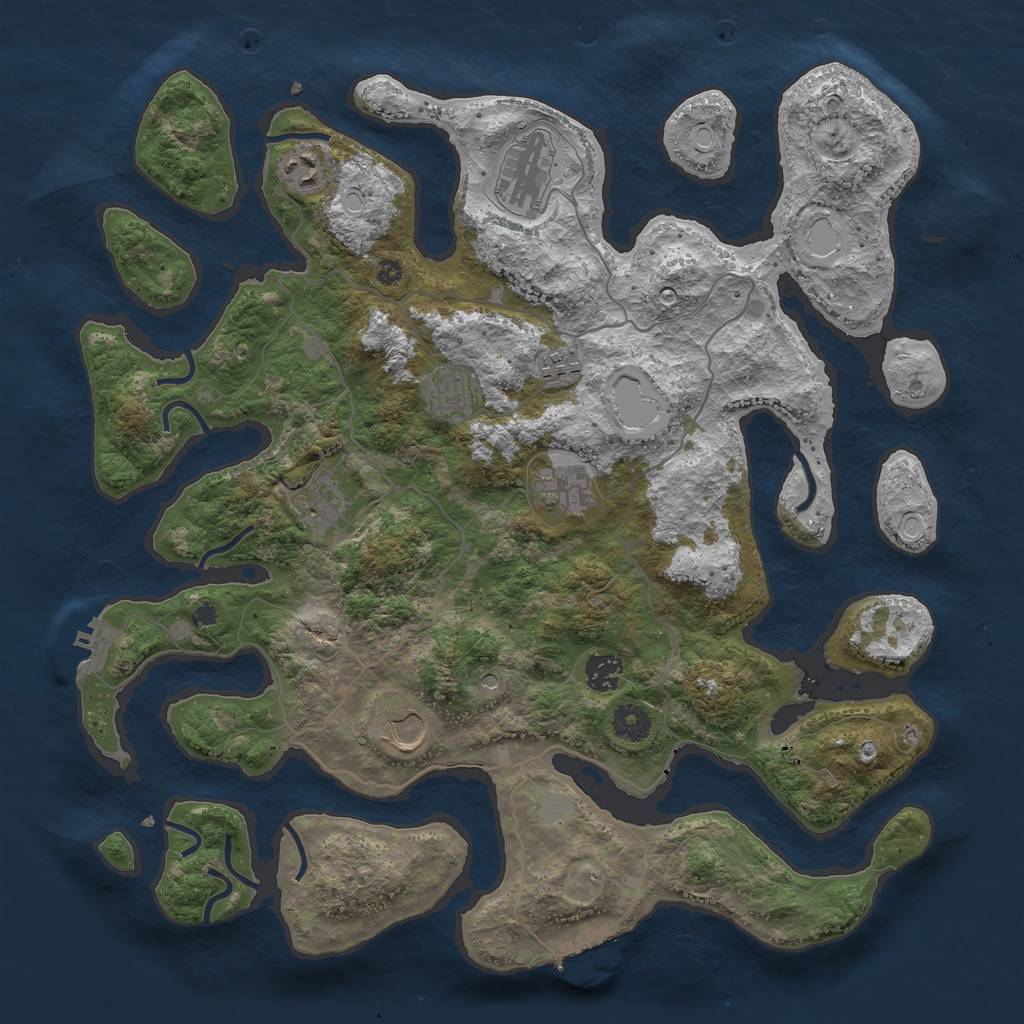 Rust Map: Procedural Map, Size: 4000, Seed: 801337399, 16 Monuments