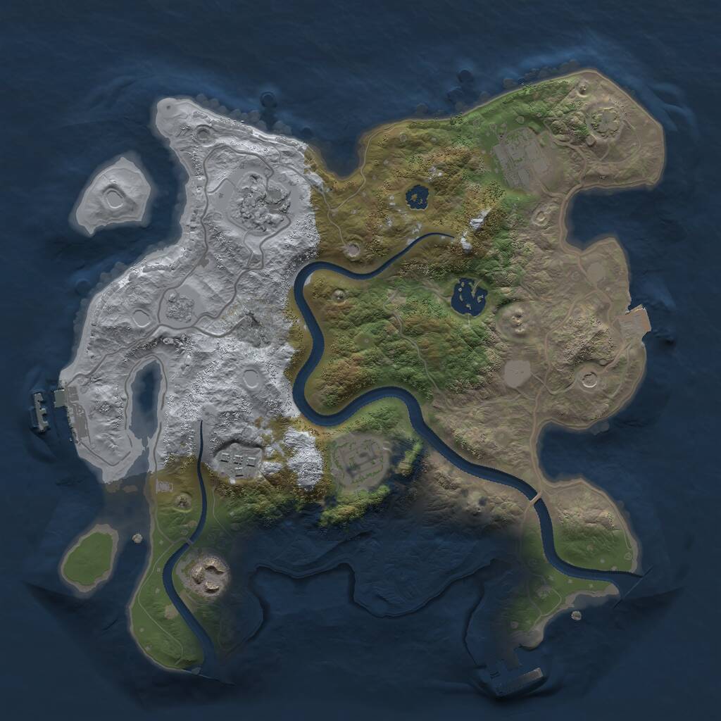 Rust Map: Procedural Map, Size: 3000, Seed: 203017, 12 Monuments