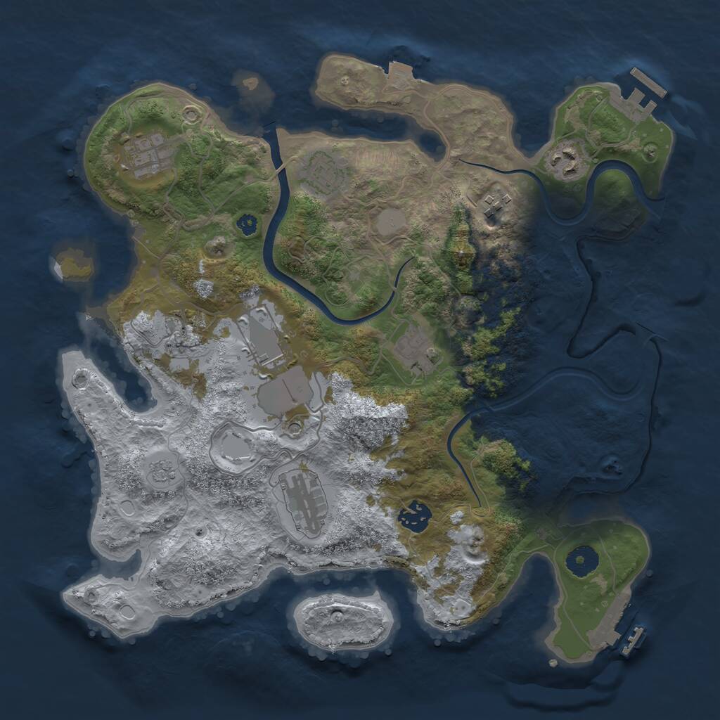 Rust Map: Procedural Map, Size: 3500, Seed: 964959813, 15 Monuments