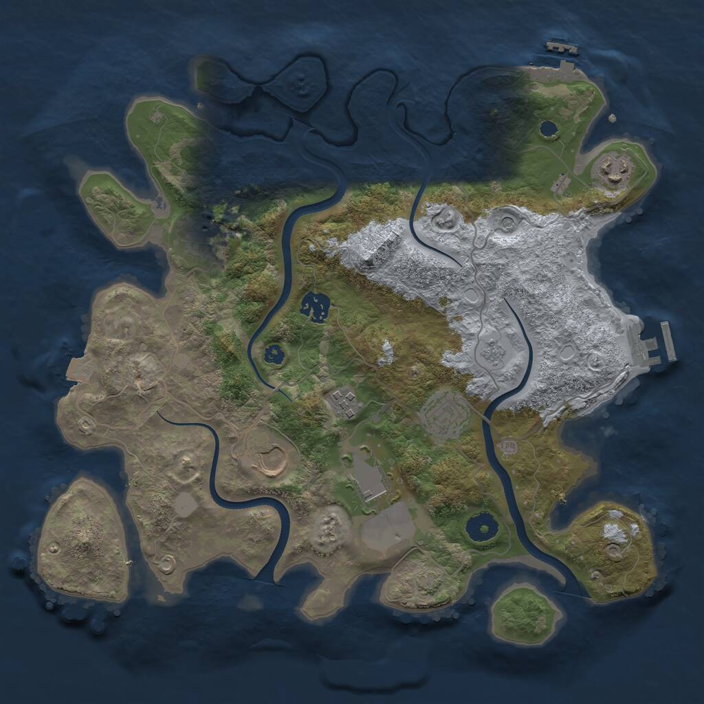 Rust Map: Procedural Map, Size: 3518, Seed: 1285491213, 13 Monuments