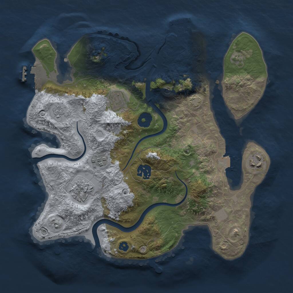 Rust Map: Procedural Map, Size: 3000, Seed: 907451, 11 Monuments