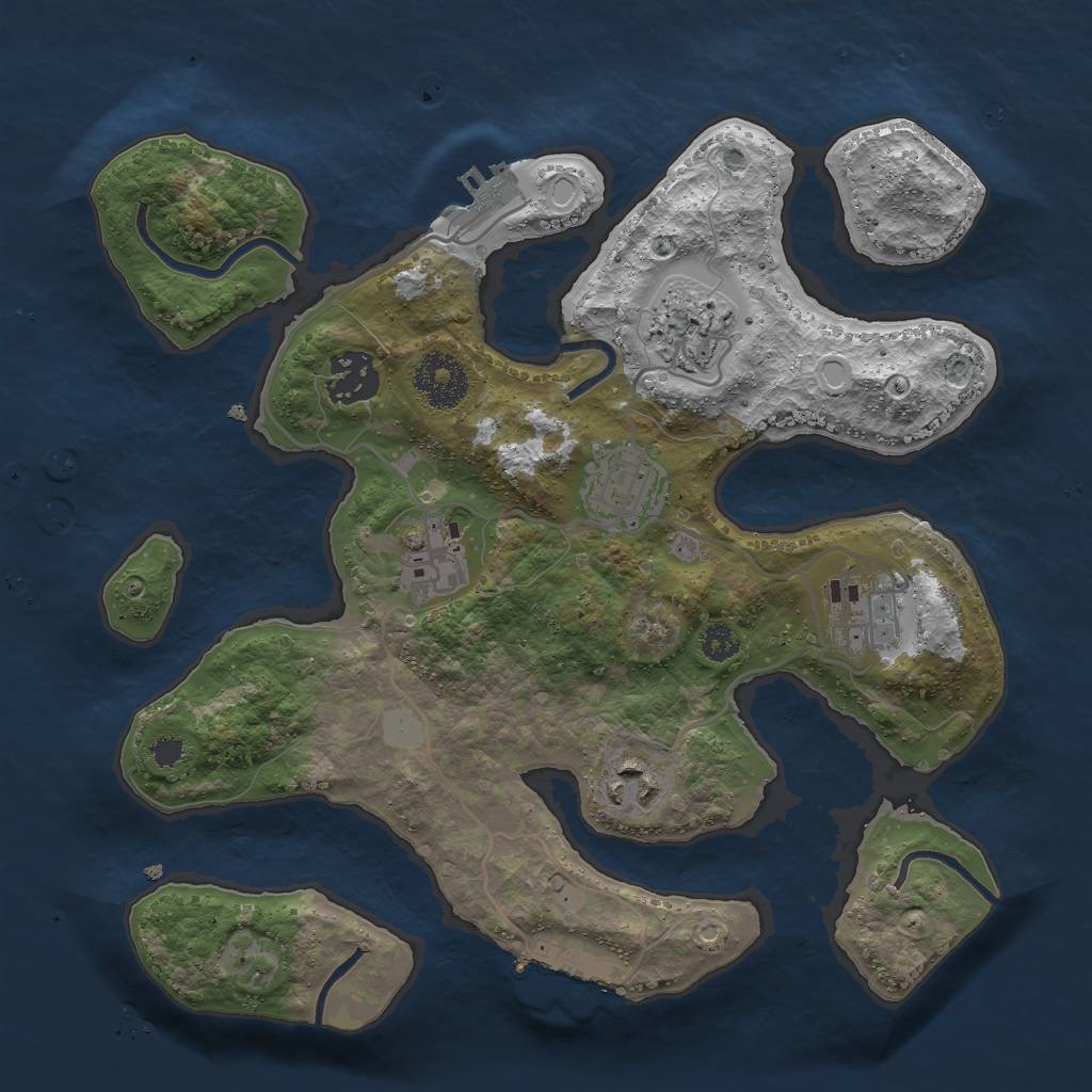 Rust Map: Procedural Map, Size: 3000, Seed: 483662, 13 Monuments