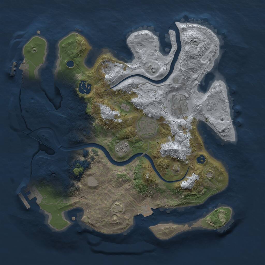 Rust Map: Procedural Map, Size: 3000, Seed: 589980, 10 Monuments