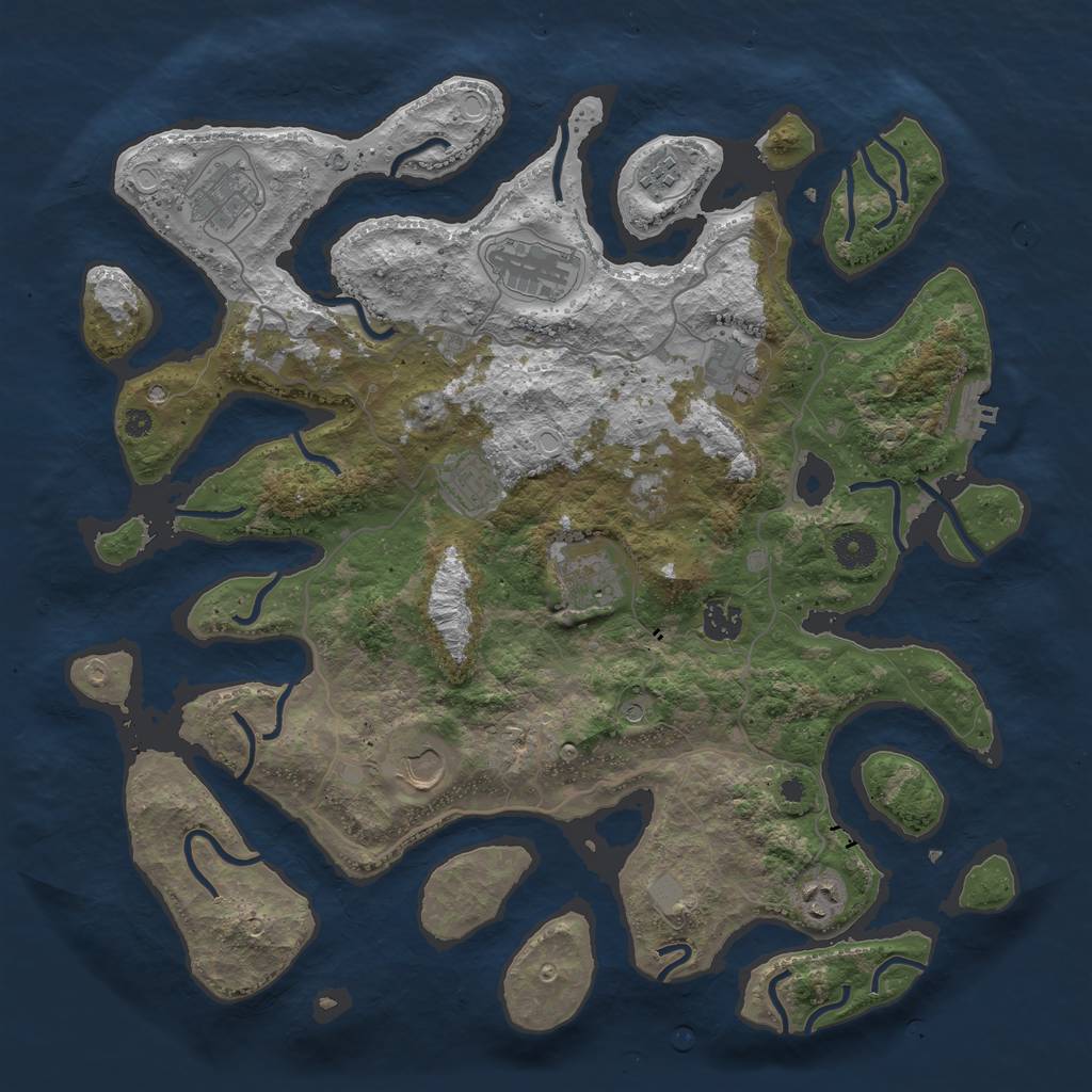 Rust Map: Procedural Map, Size: 4000, Seed: 827725, 16 Monuments